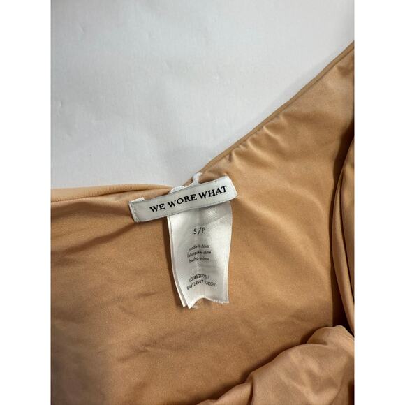 We Wore What Nude Bikini w/ Puff Sleeve Top Sz Small - Picture 3 of 7